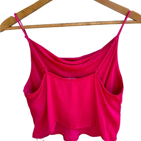 Zara Cropped Satin Tank Top Size Medium Pink - Picture 3 of 9